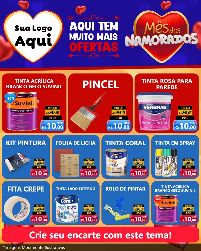 Modelo de Rede Social para Feed Instagram com o tema Mês dos Namorados para Tintas e Ferramentas