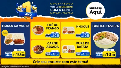 Modelo de TV para TV Horizontal com o tema Um Ano de Aniversário para Restaurante