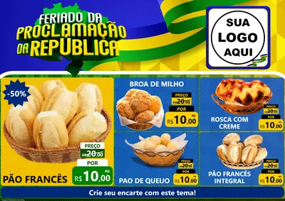 Modelo de Encarte para Encarte A4 Horizontal com o tema Feriado da Proclamação da República para Padaria