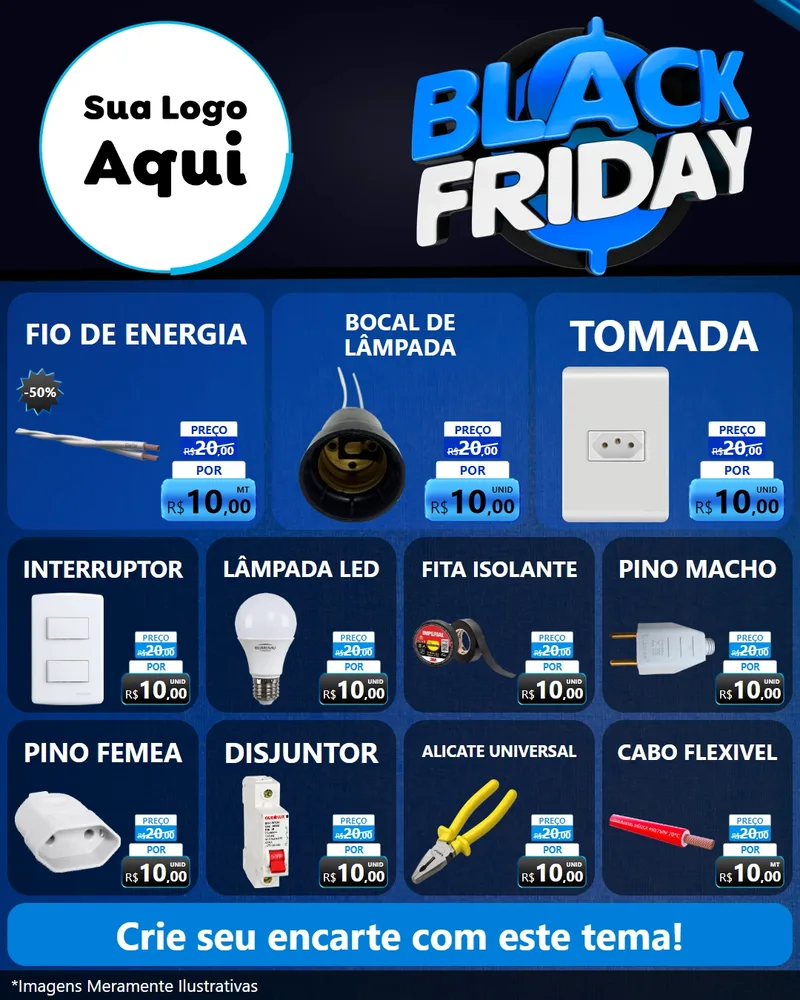 Modelo de Rede Social para Feed Instagram com o tema Black Friday para Materiais Elétricos