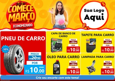 Modelo de Encarte para Encarte A4 Horizontal com o tema Comece Março Economizando para Auto peças