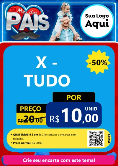 Modelo de Cartaz para Cartaz A4 Vertical com o tema Mês Dos Pais para Hamburgueria