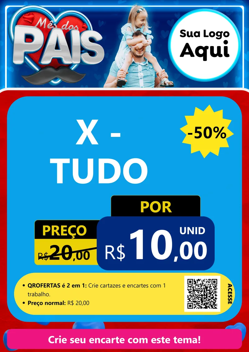 Modelo de Cartaz para Cartaz A4 Vertical com o tema Mês Dos Pais para Hamburgueria