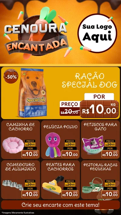 Modelo de Rede Social para Stories com o tema Cenoura Encantada - Páscoa para Pet Shop