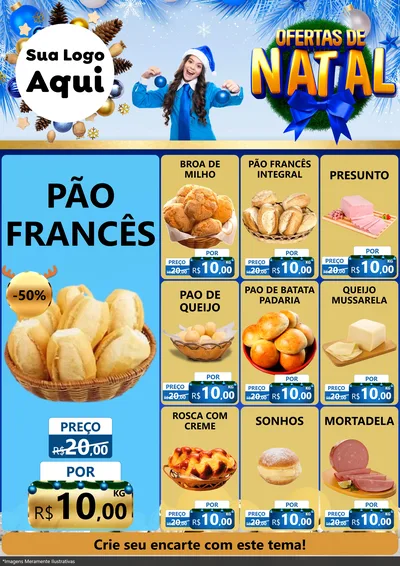 Modelo de Encarte para Encarte A4 Vertical com o tema Ofertas de Natal para Padaria