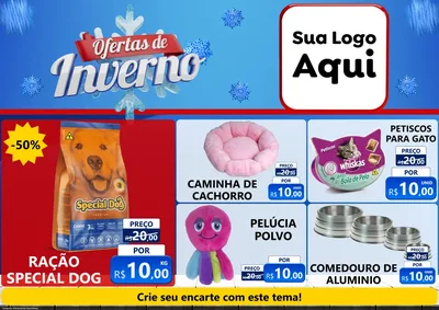 Modelo de Encarte para Encarte A4 Horizontal com o tema Ofertas de Inverno para Pet Shop