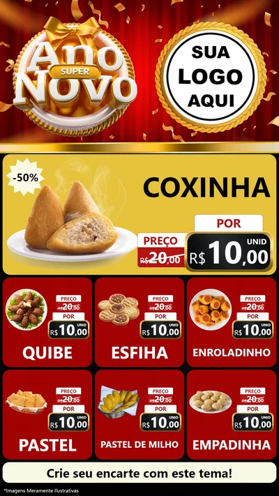 Modelo de Rede Social para Stories com o tema Super Ano Novo para Salgadaria