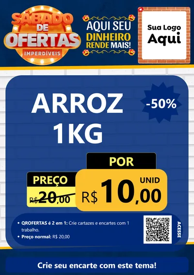Modelo de Cartaz para Cartaz A4 Vertical com o tema Sábado de Ofertas Imperdíveis para Supermercado