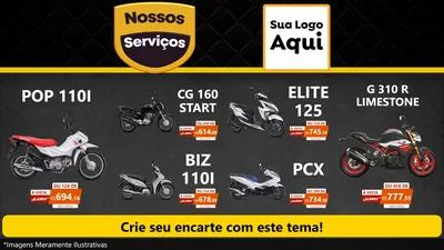 Modelo de TV para TV Horizontal com o tema Nossos Serviços para Concessionaria de Motos