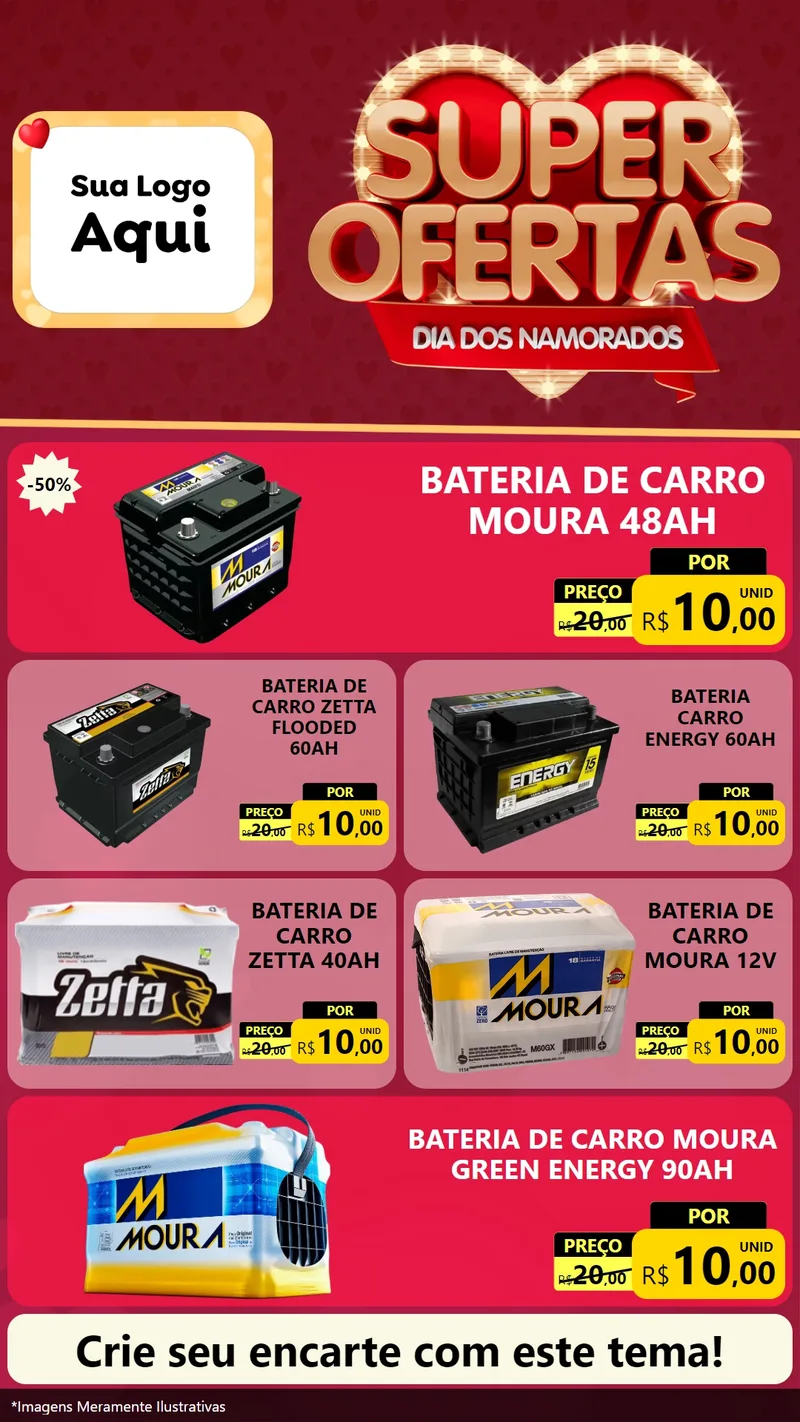 Modelo de TV para TV Vertical com o tema Dia dos Namorados para Baterias Elétricas