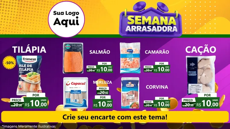 Modelo de TV para TV Horizontal com o tema Semana Arrasadora para Peixaria