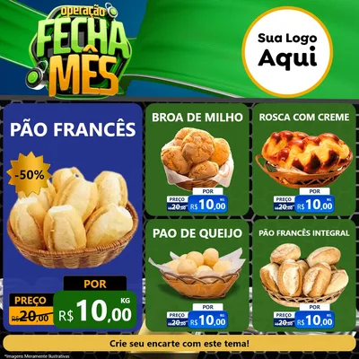 Modelo de Rede Social para Feed Facebook com o tema Operação Fecha Mês para Padaria