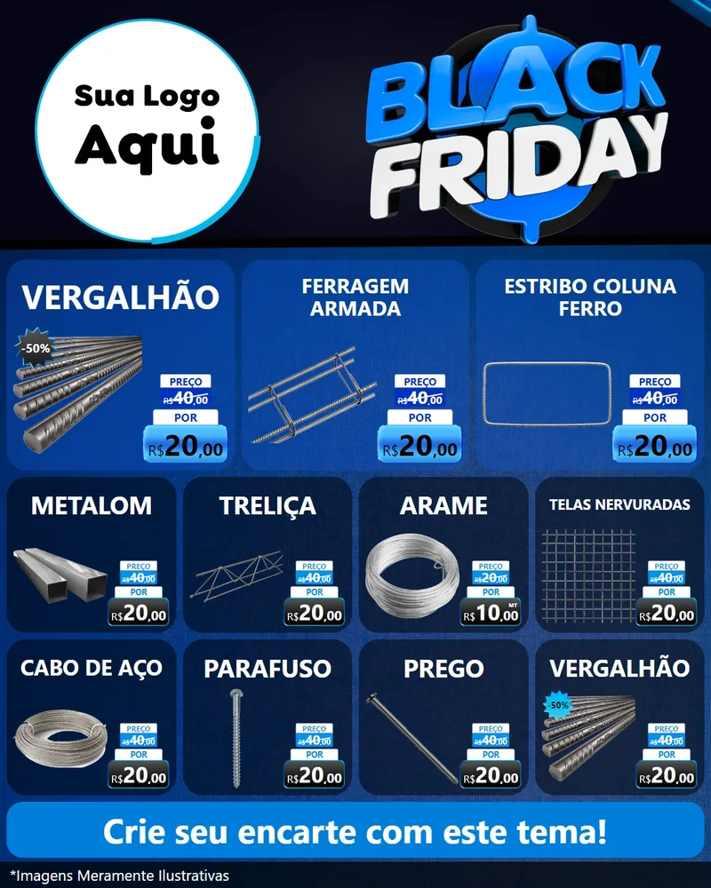 Modelo de Rede Social para Feed Instagram com o tema Black Friday para Ferragens