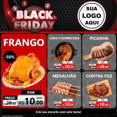 Modelo de Rede Social para Feed Facebook com o tema Black Friday para Assados
