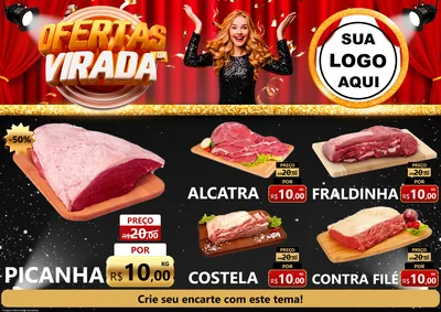 Modelo de Encarte para Encarte A4 Horizontal com o tema Ofertas da Virada para Açougue