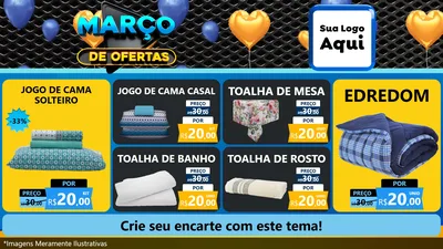 Modelo de TV para TV Horizontal com o tema Março de Ofertas para Cama, Mesa e Banho