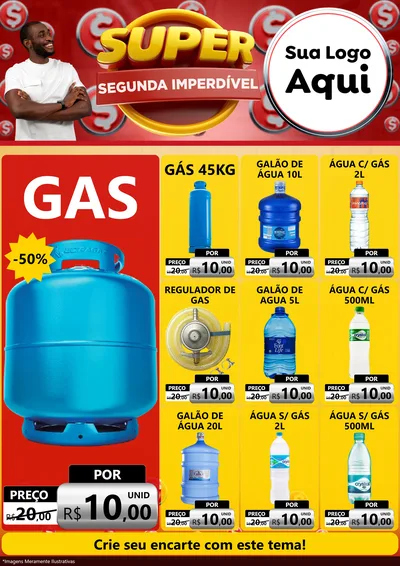 Modelo de Encarte para Encarte A4 Vertical com o tema Super Segunda Imperdível para Água e gás