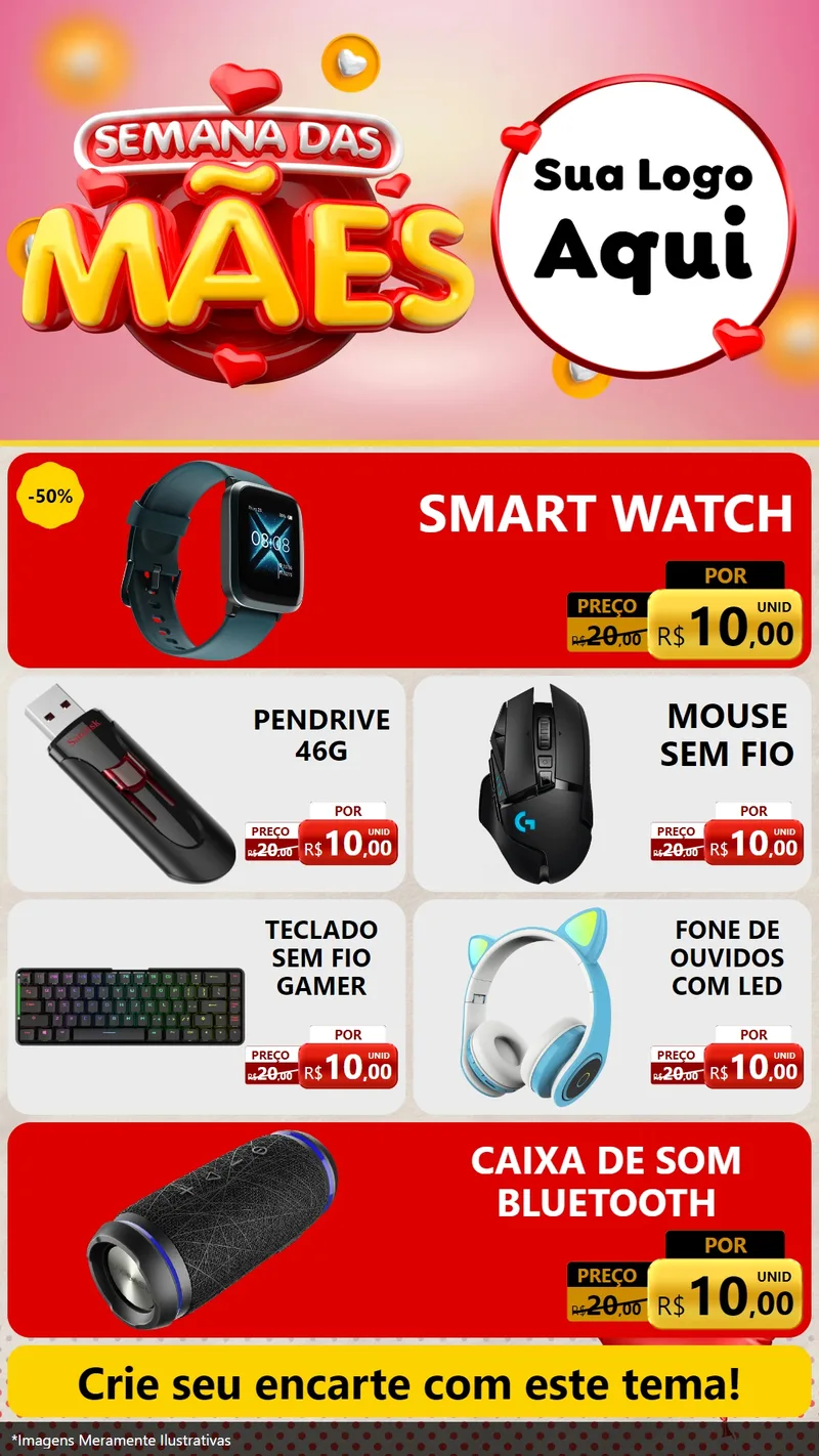 Modelo de TV para TV Vertical com o tema Semana das Mães para Informática