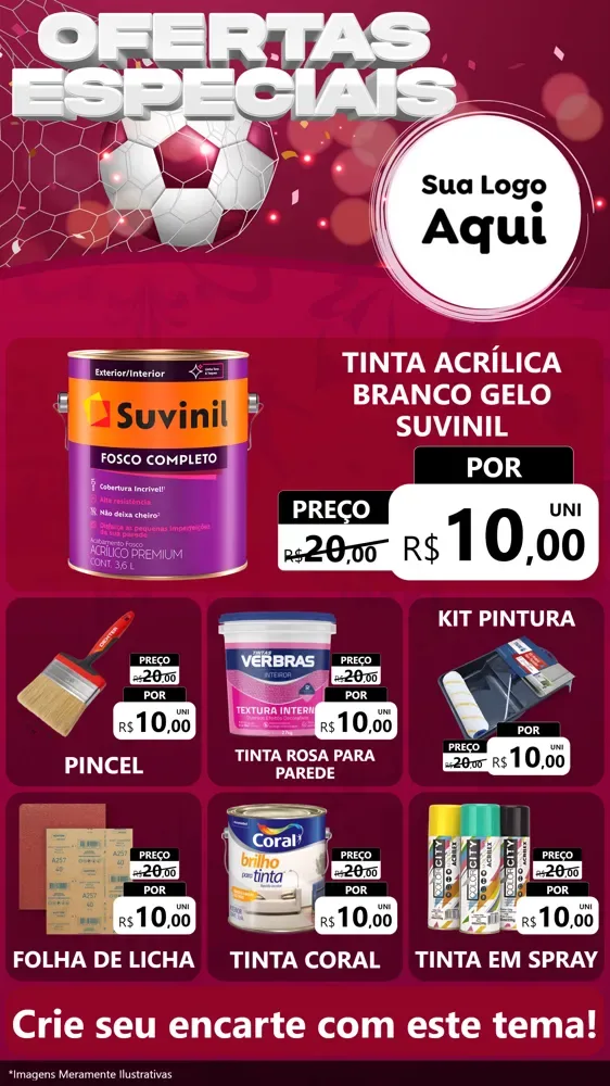 Modelo de Rede Social para Stories com o tema Ofertas Especiais - Futebol para Tintas e Ferramentas