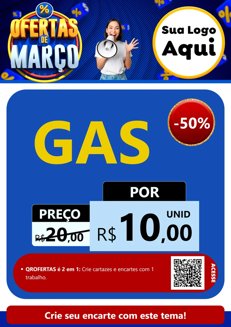 Modelo de Cartaz para Cartaz A4 Vertical com o tema Ofertas de Março para Água e gás