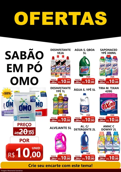 Modelo de Encarte para Encarte A4 Vertical com o tema Ofertas Preto e Vermelho Cartaz para Produtos de Limpeza