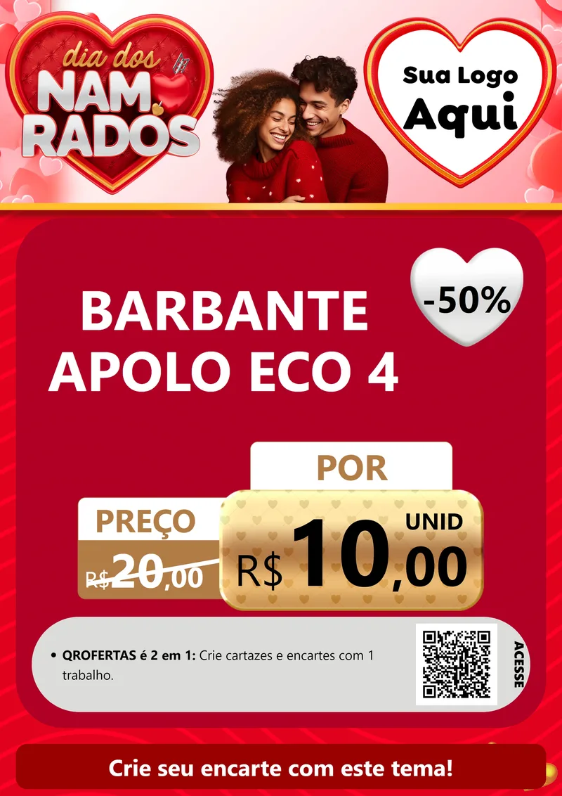 Modelo de Cartaz para Cartaz A4 Vertical com o tema Dia dos Namorados para Armarinho e Aviamentos
