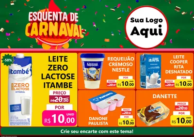 Modelo de Encarte para Encarte A4 Horizontal com o tema Esquenta de Carnaval para Frios e Laticínios