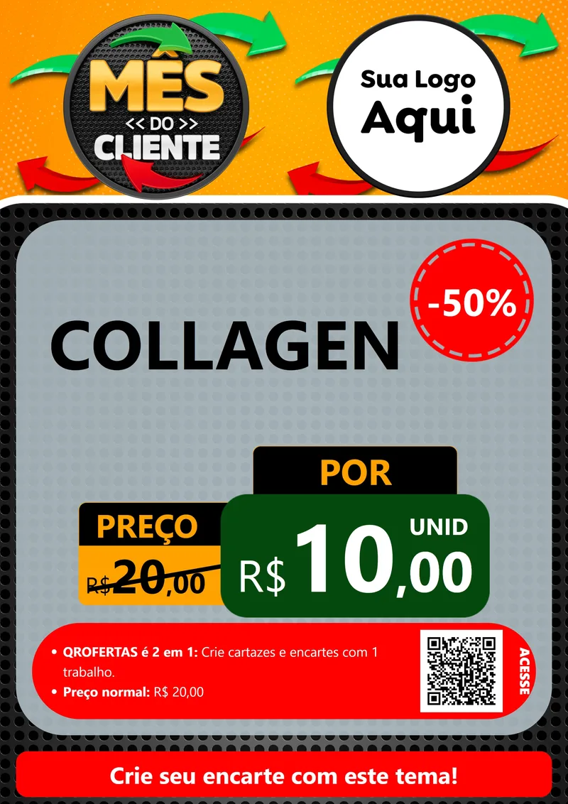 Modelo de Cartaz para Cartaz A4 Vertical com o tema Mês do Cliente para Suplementos alimentares