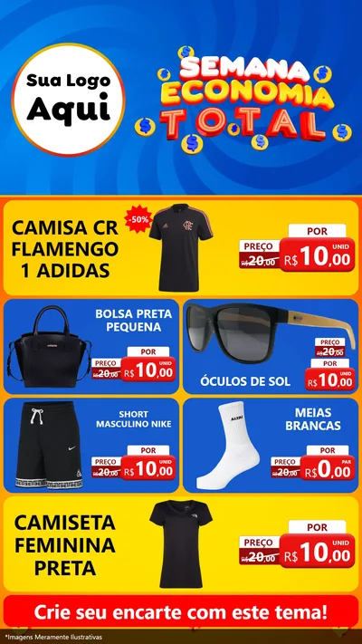 Modelo de TV para TV Vertical com o tema Semana Economia Total para Roupas e acessórios