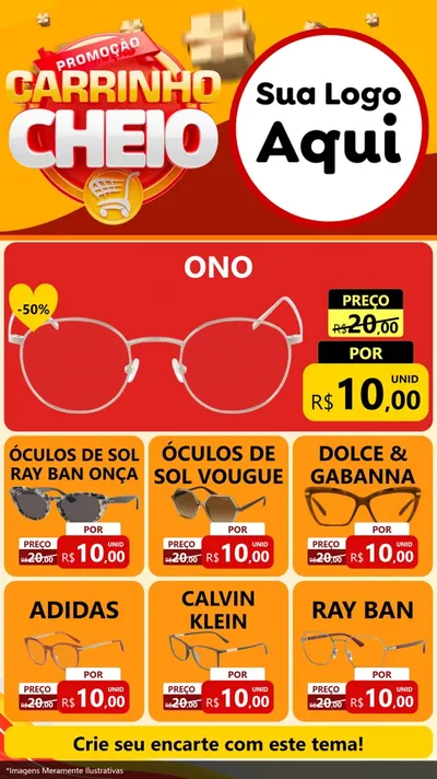 Modelo de Rede Social para Stories com o tema Promoção carrinho cheio para Óticas