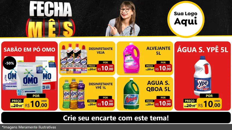 Modelo de TV para TV Horizontal com o tema Fecha Mês para Produtos de Limpeza