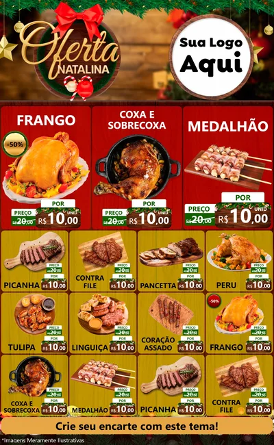 Modelo de Encarte para Encarte Grande com o tema Ofertas Natalina para Assados