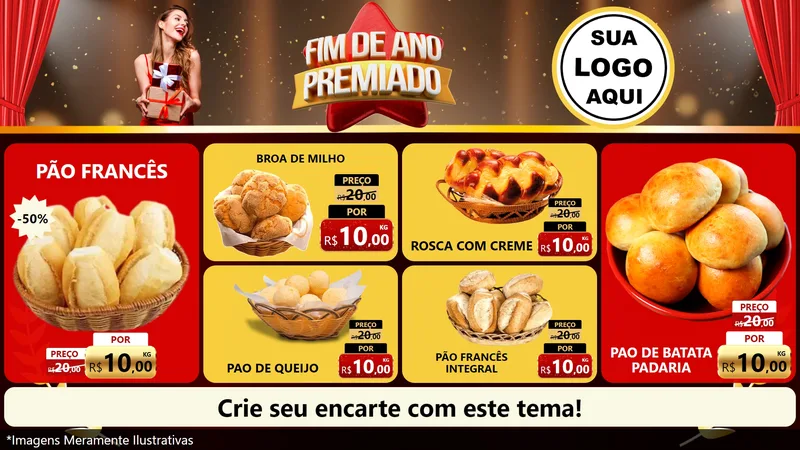 Modelo de TV para TV Horizontal com o tema Fim de Ano Premiado para Padaria