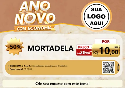 Modelo de Cartaz para Cartaz A4 Horizontal com o tema Ano Novo Com Economia para Frios e Laticínios