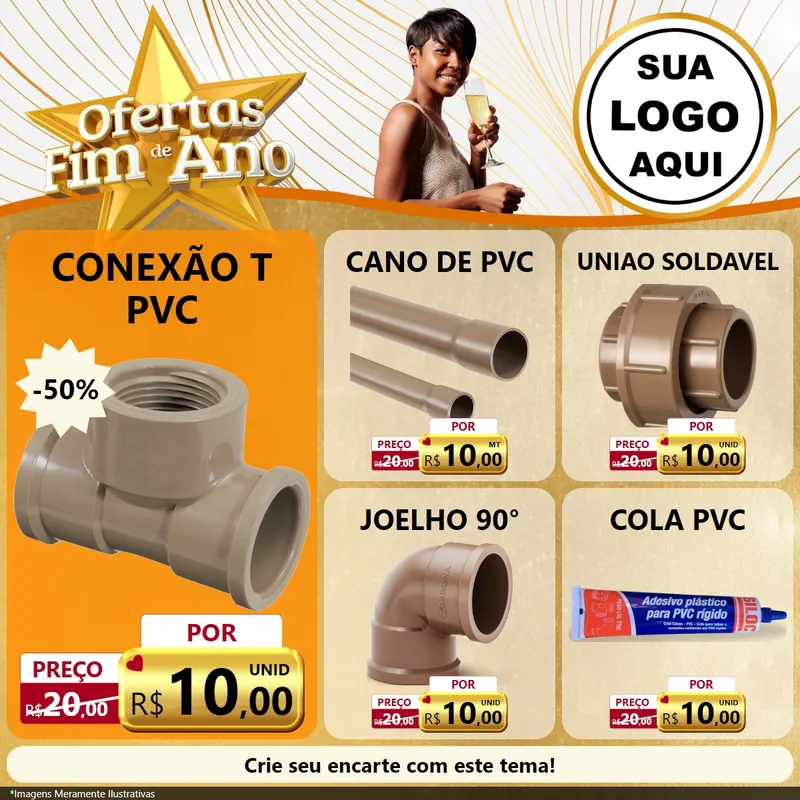 Modelo de Rede Social para Feed Facebook com o tema Ofertas Fim de Ano para Tubos e conexões