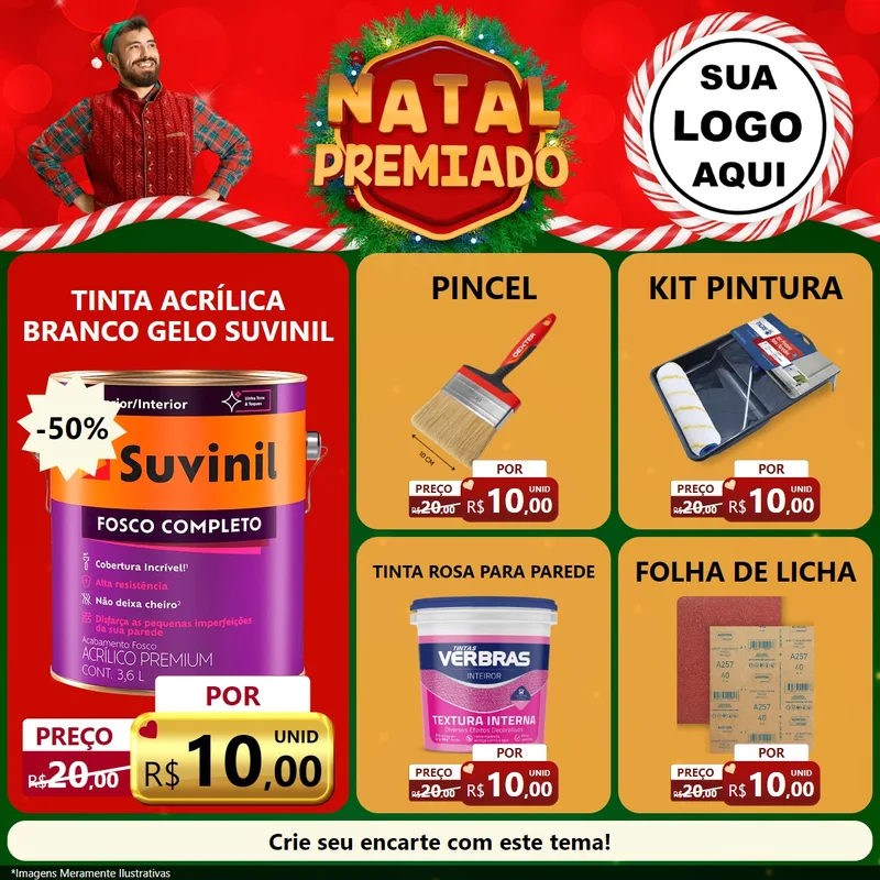 Modelo de Rede Social para Feed Facebook com o tema Natal Premiado para Tintas e Ferramentas