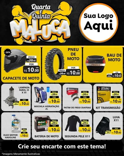 Modelo de Rede Social para Feed Instagram com o tema Quarta e Quinta Maluca para Moto peças
