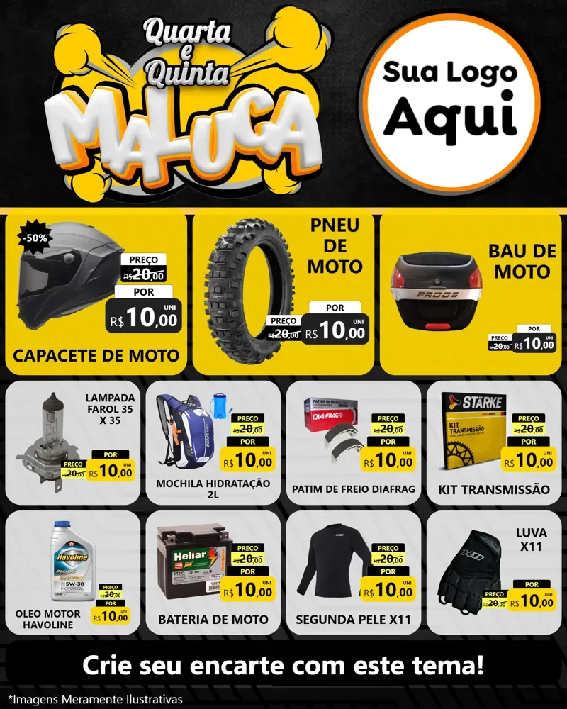 Modelo de Rede Social para Feed Instagram com o tema Quarta e Quinta Maluca para Moto peças