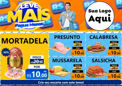 Modelo de Encarte para Encarte A4 Horizontal com o tema Leve Mais, Pague Menos para Frios e Laticínios