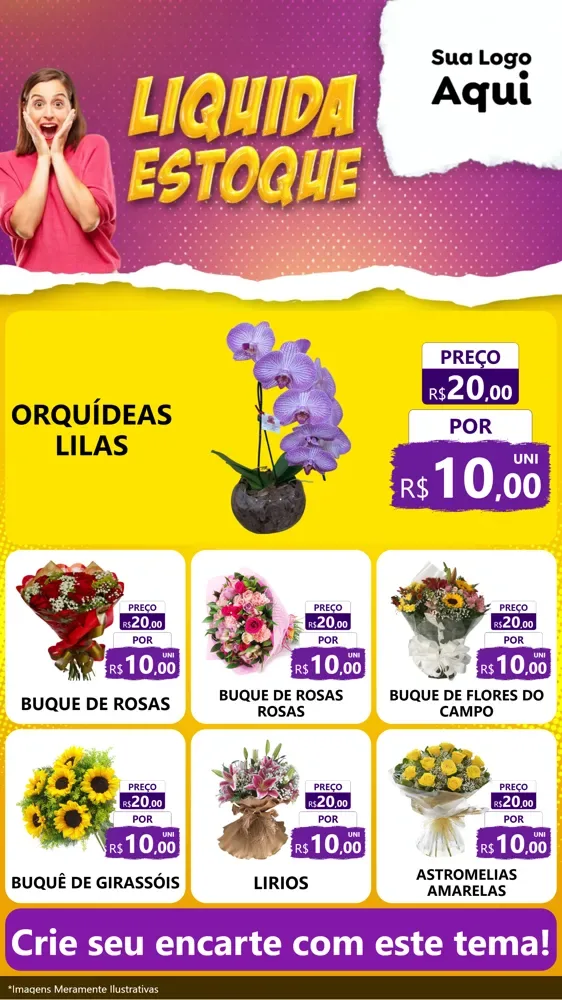 Modelo de Rede Social para Stories com o tema Liquida estoque para Floricultura e jardim