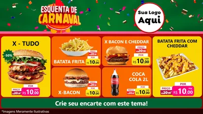 Modelo de TV para TV Horizontal com o tema Esquenta de Carnaval para Hamburgueria