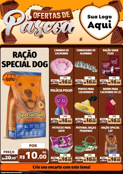 Modelo de Encarte para Encarte A4 Vertical com o tema Ofertas de Páscoa para Pet Shop