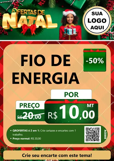 Modelo de Cartaz para Cartaz A4 Vertical com o tema Ofertas de Natal para Materiais Elétricos