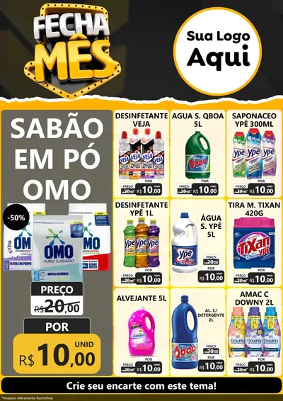 Modelo de Encarte para Encarte A4 Vertical com o tema Fecha Mês para Produtos de Limpeza