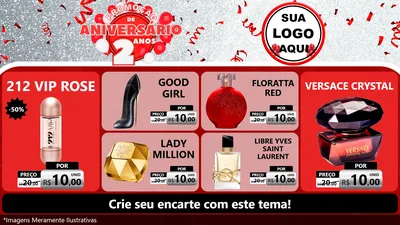 Modelo de TV para TV Horizontal com o tema Promoção de Aniversário - 2 Anos para Perfumes