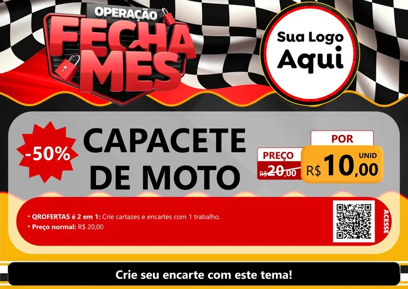 Modelo de Cartaz para Cartaz A4 Horizontal com o tema Operação Fecha Mês - Auto Moto para Moto peças