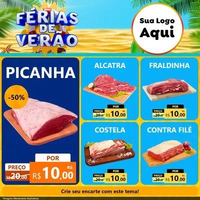 Modelo de Rede Social para Feed Facebook com o tema Férias de Verão para Açougue