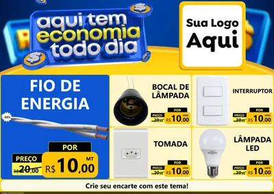 Modelo de Encarte para Encarte A4 Horizontal com o tema Aqui Tem Economia Todo Dia para Materiais Elétricos