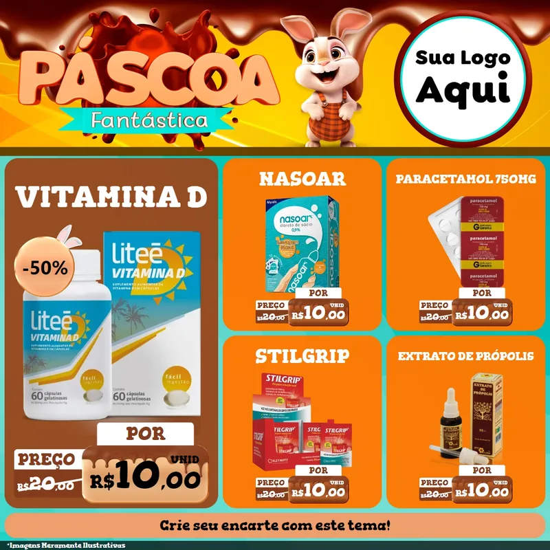Modelo de Rede Social para Feed Facebook com o tema Páscoa Fantástica para Farmácia