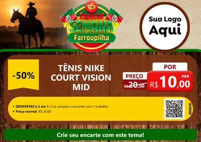 Modelo de Cartaz para Cartaz A4 Horizontal com o tema Especial Semana Farroupilha para Calçados
